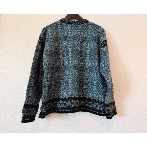 Nordic Design heavy Shetland wool blend women's sweater/cardigan  Sz L - Picture 6 of 8